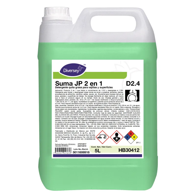Limpiador Desengrasante 2 en 1 Diversey HB30412 — 5L